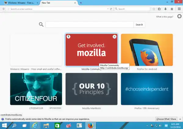 השבת במהירות מודעות בדף 'כרטיסייה חדשה' ב-Mozilla Firefox