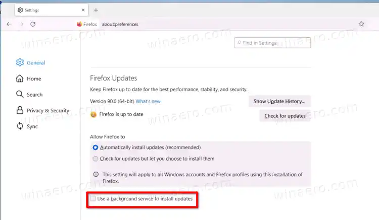 Како онемогућити позадинска ажурирања Фирефок-а