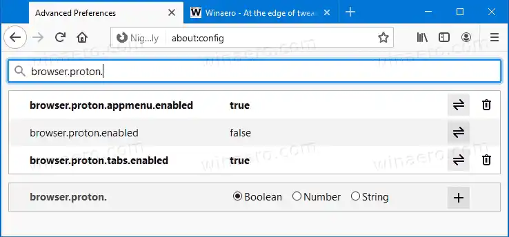 แสดงเฉพาะการตั้งค่าที่แก้ไขใน About:Config ใน Firefox