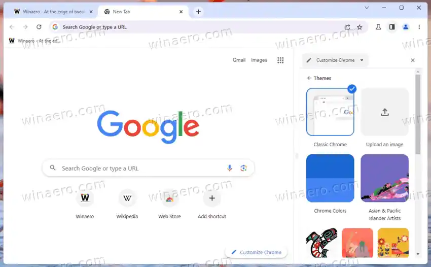 Oldalsáv témák a Google Chrome-ban