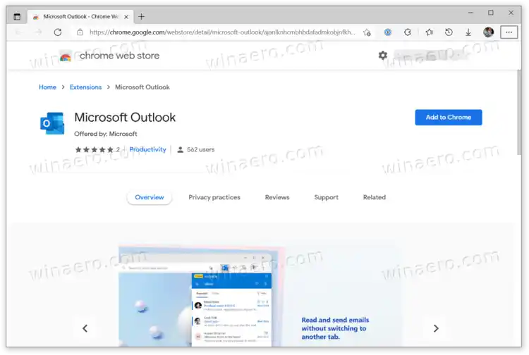 Ekstensi Outlook kini tersedia di Toko Web Chrome