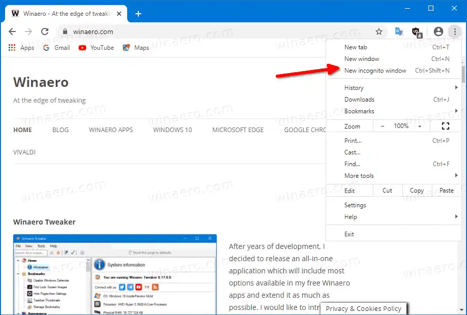 Dezactivați definitiv modul incognito în Google Chrome