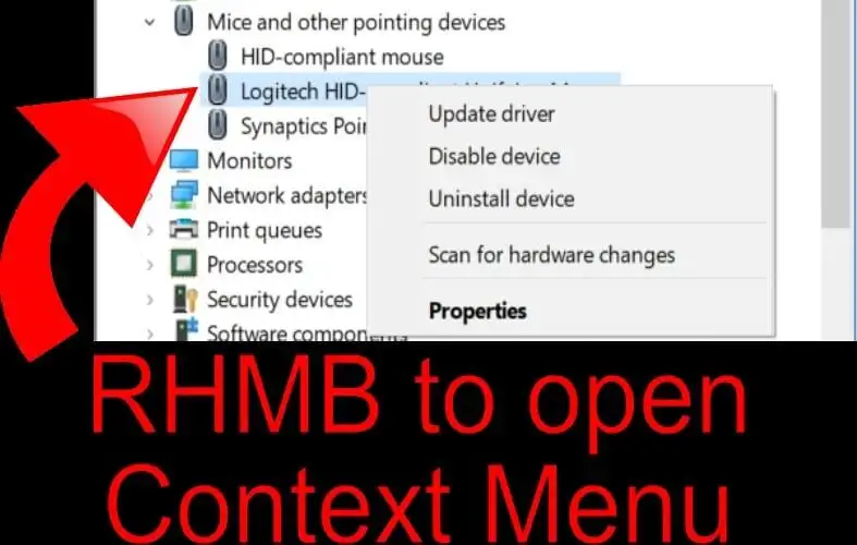 RHMB pour le menu contextuel