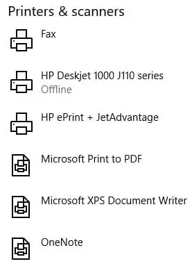 ga naar het tabblad Printers en scanners