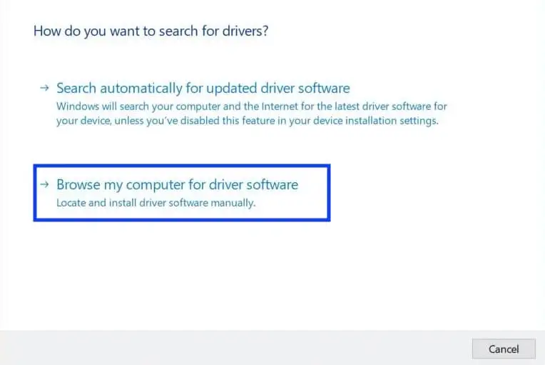 deixe o computador procurar drivers