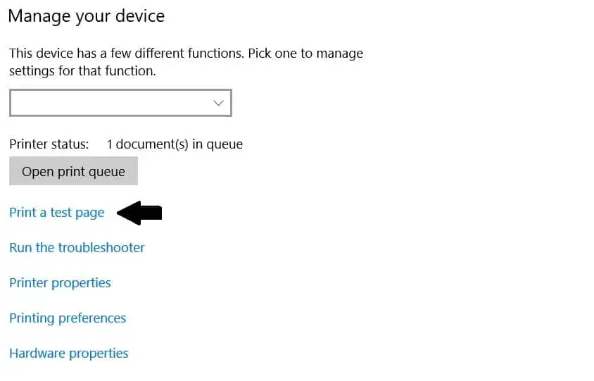 Configuración de impresoras y escáneres y hacer clic en Administrar