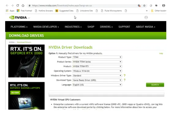 trova il driver nvidia