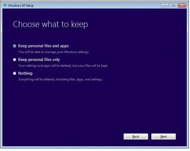 ecran de configurare Windows 10