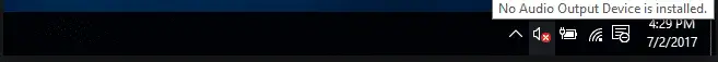 எந்த ஆடியோ அவுட்புட் சாதனமும் நிறுவப்படவில்லை பிழை விண்டோஸ் 10