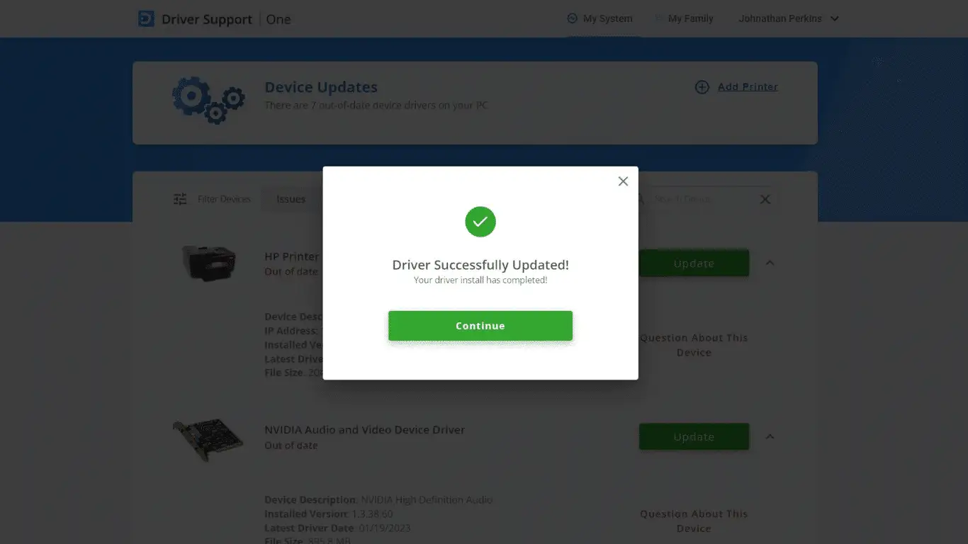 HelpMyTech - Confirmação de driver atualizado