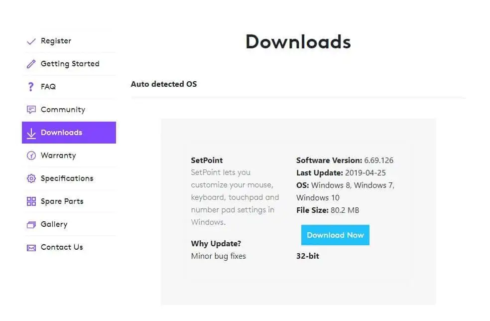 Pemacu Tetikus Logitech M325 daripada Laman Web Pengilang