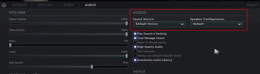 Configuration du périphérique audio et des haut-parleurs