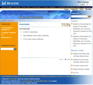 Realtek сайт за изтегляне на драйвери