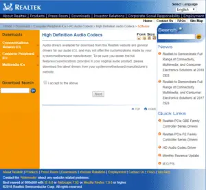 Gestionnaire audio Realtek HD