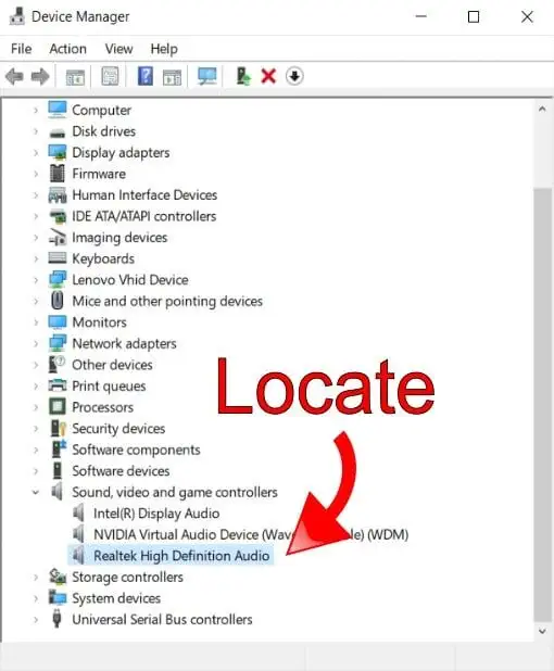 Localizați dispozitivul audio de înaltă definiție Realtek