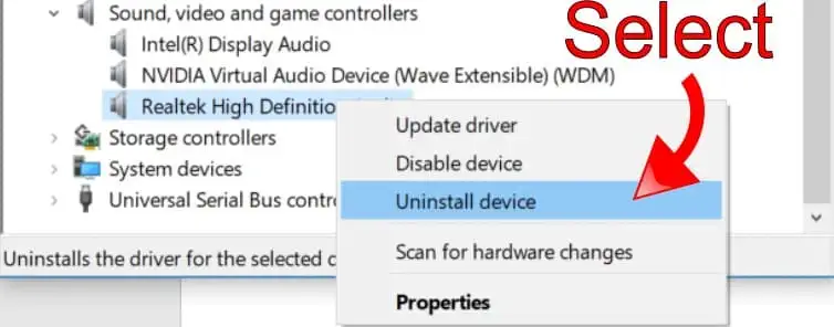 Desinstalar el dispositivo de audio Realtek