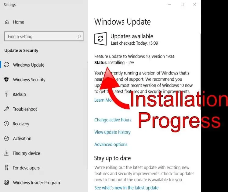 Instalarea celui mai recent Windows Update