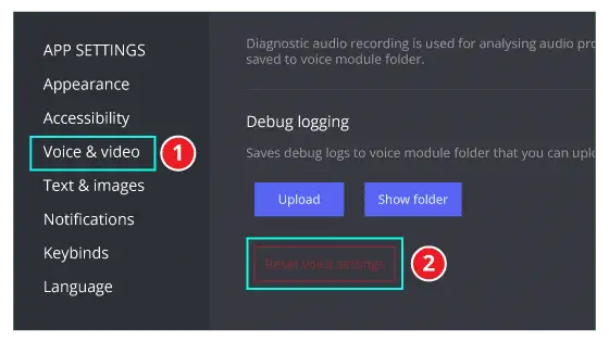 discord zresetuj ustawienia głosu