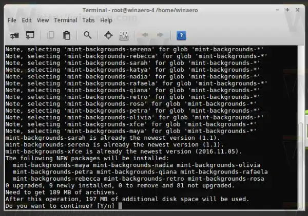 Installer tidligere baggrunde i Linux Mint 19