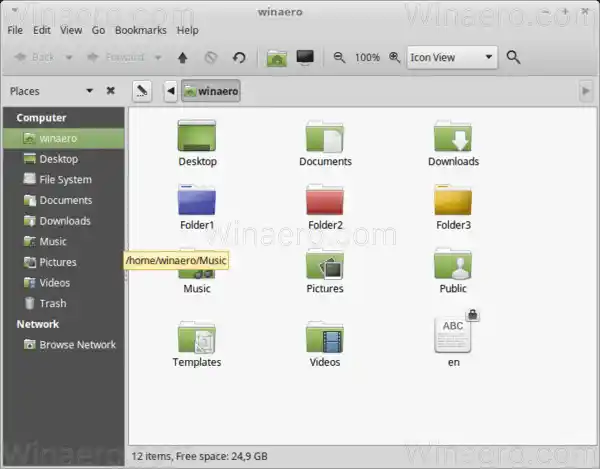 Cambia il colore dell'icona della singola cartella in Linux Mint