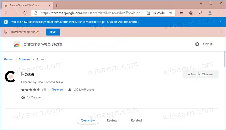 Microsoft Edge قم بتثبيت سمات Chrome 3