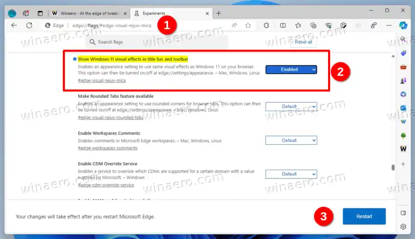 Hoe u Mica en afgeronde tabbladen in Microsoft Edge inschakelt