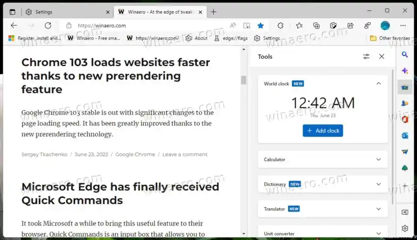 Microsoft Edge త్వరలో సైడ్‌బార్‌లో కాలిక్యులేటర్, యూనిట్ కన్వర్టర్ మరియు ఇతర సాధనాలను పొందుతుంది