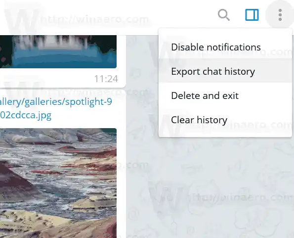 Izvezite povijest razgovora u datoteku u Telegram Desktop