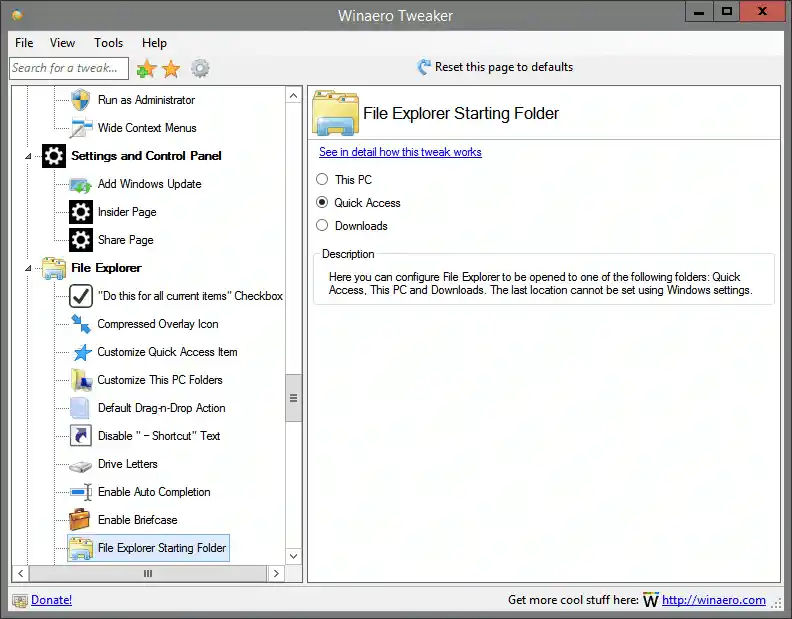 File Explorer startmappe