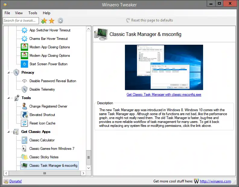 Klassisk Task Manager & msconfig