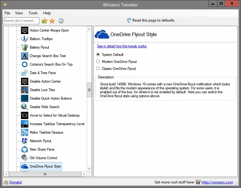 نمط OneDrive المنبثق