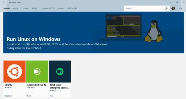 Popis dostupnih WSL Linux distribucija u sustavu Windows 10