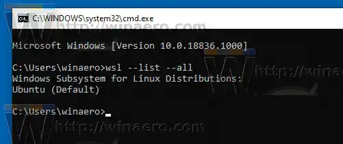 Windows 10 Llista de distribucions instal·lades