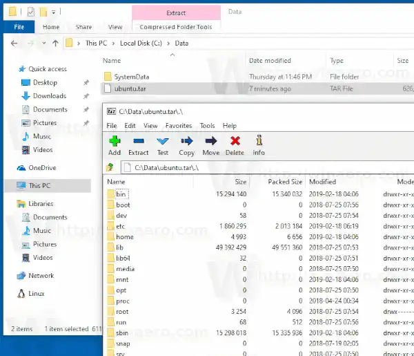 Distribuzione WSL esportata da Windows 10