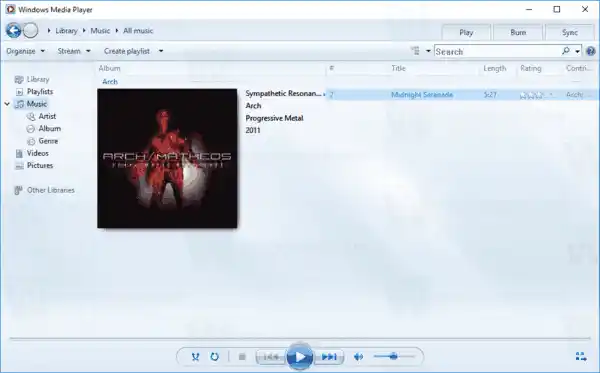 Windows Media Player Müzik