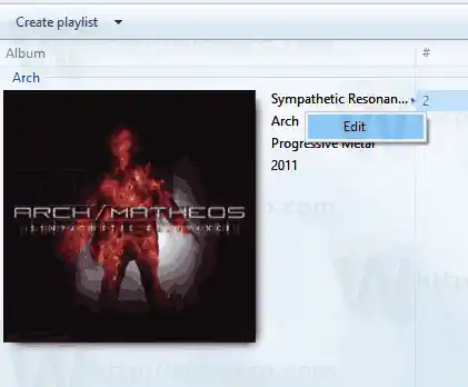 Windows Media Player Music Edit Tag