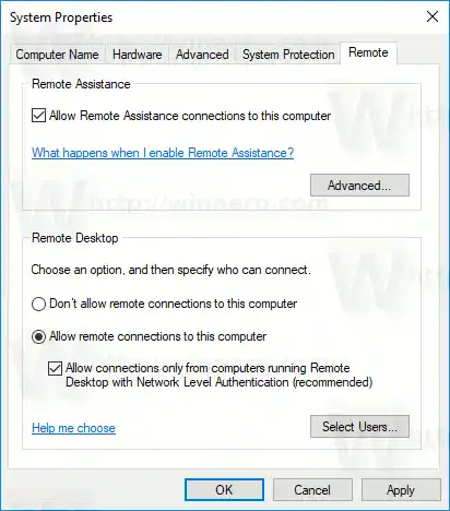 Aktiver RDP i Windows 10