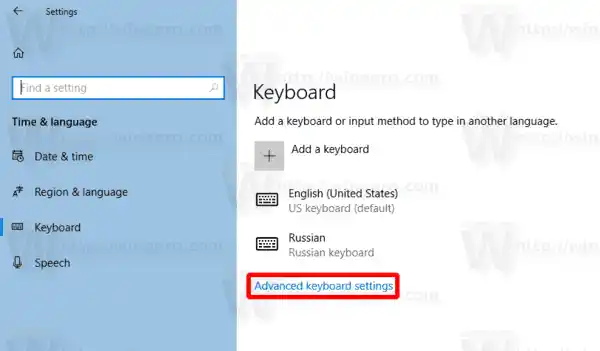 Paganahin ang Per-Window Keyboard Layout sa Windows 10