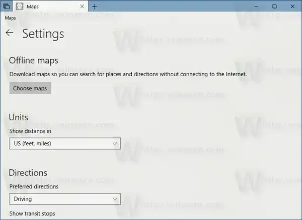 Windows 10 میں Maps ایپ کی ترتیبات کا بیک اپ اور بحال کریں۔