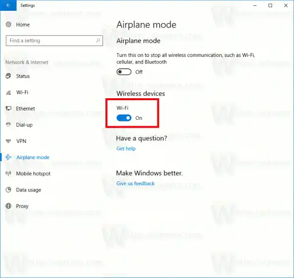 Windows 10 비행기 모드에서 Wi-Fi 비활성화