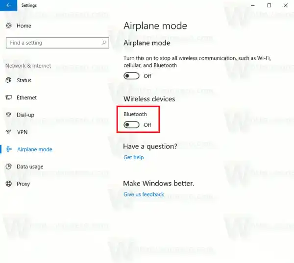 Windows 10 Bluetooth Λειτουργία αεροπλάνου