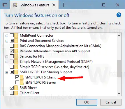 Windows 10 Habilitar Assistente SMB1