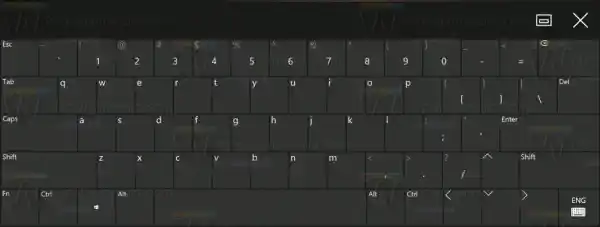 Layout padrão do Windows 10 no teclado touch