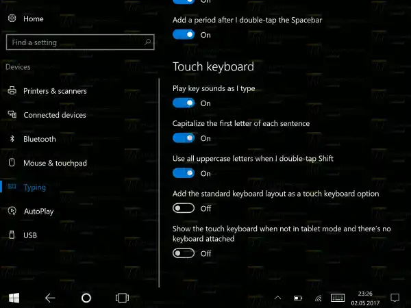 Habilitar layout padrão no teclado touch no Windows 10