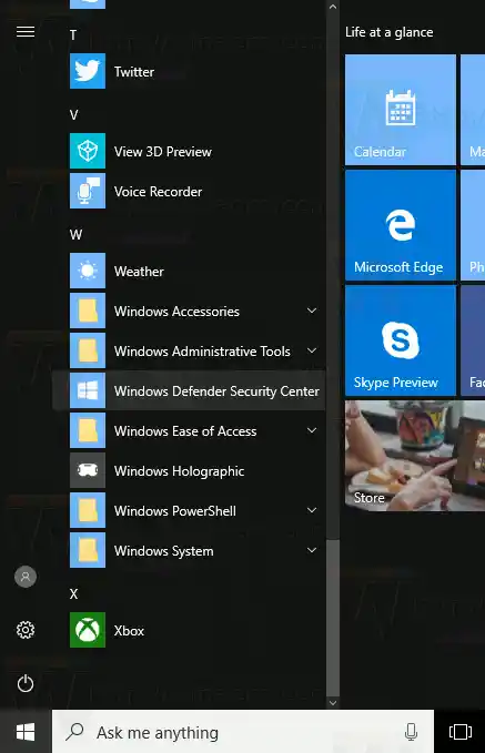 „Windows 10 Defender“ apsaugos nuo virusų ir grėsmių puslapis