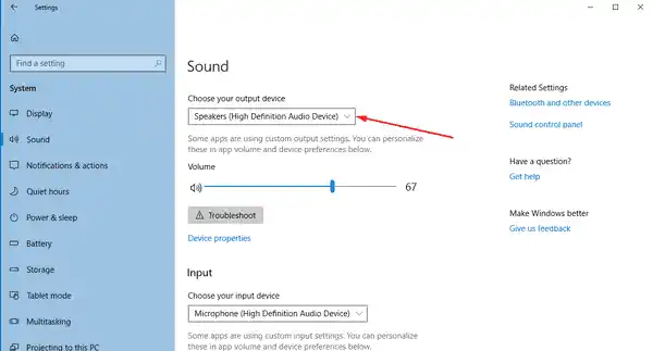 Cómo cambiar el dispositivo de audio predeterminado en Windows 10