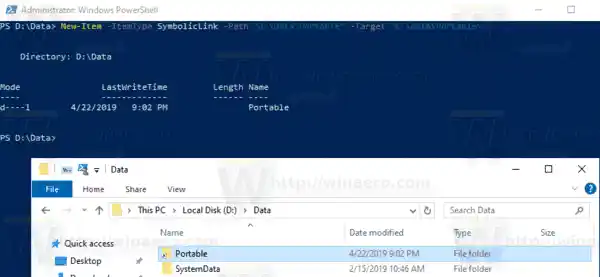 Stvorite simboličku vezu u sustavu Windows 10 pomoću PowerShell-a