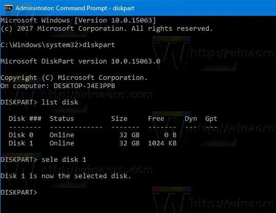 Windows 10 Apri Diskpart