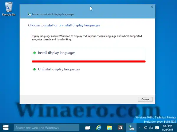 installer sprogpakke Windows 10