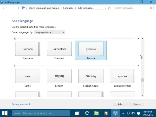 itakda ang display language sa Windows 10